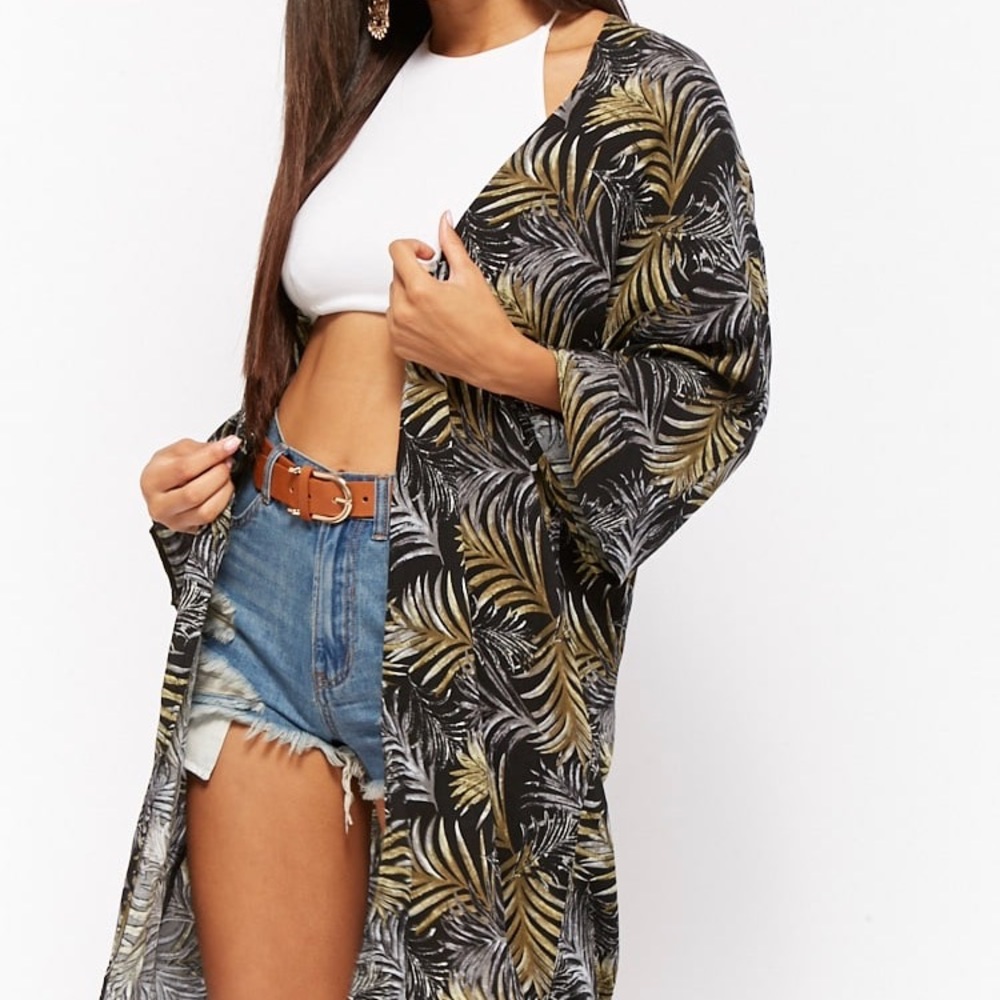 Forever 21 Leaf Print Kimono